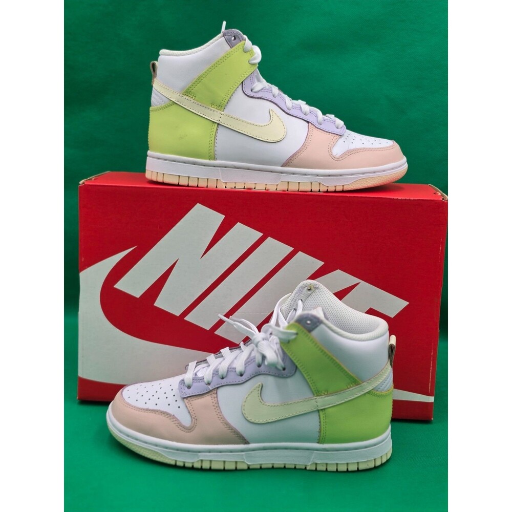 Nike Women's High Top Athletic Shoes White Pastel Pink Lime